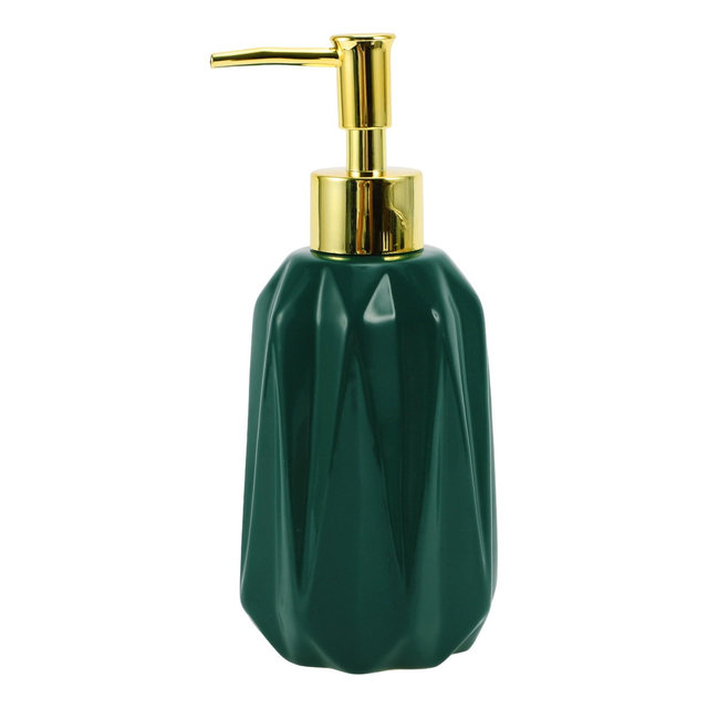 Unique Bargains Simple Diamond Shape Soap Pump Dispenser for Bathroom 300ml Green 1 Pc