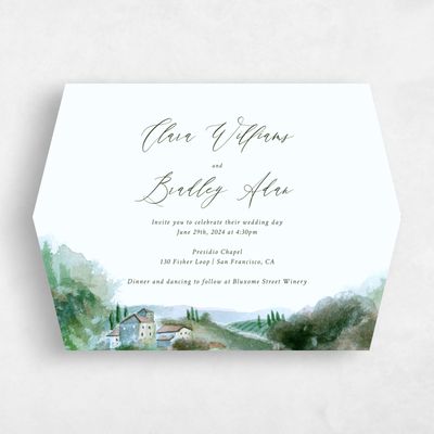 Green Diamond Wedding Invitation - Hillpine Landscape