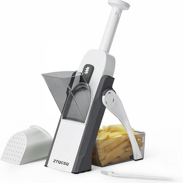 ZTQCSQ 5 in 1 Safe Vegetable Chopper, Mandoline Slicer for Kitchen, Adjustable Mandoline Slicer. Easy to Clean, can't Detachable Blade, Vegetable Slicer can Cut Slicing, Strips, Shredding, Dicing,Chop