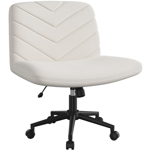 Yaheetech Swivel Desk Chair with No Arms for Home Office Study Bedroom, Beige