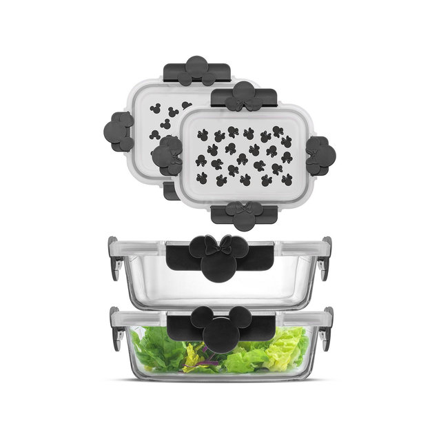JoyJolt Disney Mickey Minnie Food Storage Containers, Set of 2