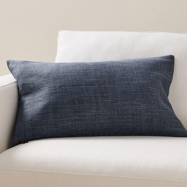 Belgian Linen Lumbar Pillow Cover, 16" x 26", Midnight