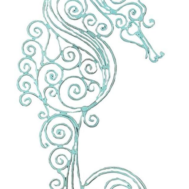 Young's Sea Horse Metal Wall Decor, 18.5-Inch, Light Blue (22943)