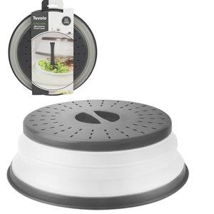 Tovolo Microwave Splatter Cover for Food, Medium (Charcoal) - Collapsible & Vented Silicone Splatter Guard Lid - Microwave Plate & Dish Cover with Handle - BPA-Free Kitchen Gadget for Meal Prep