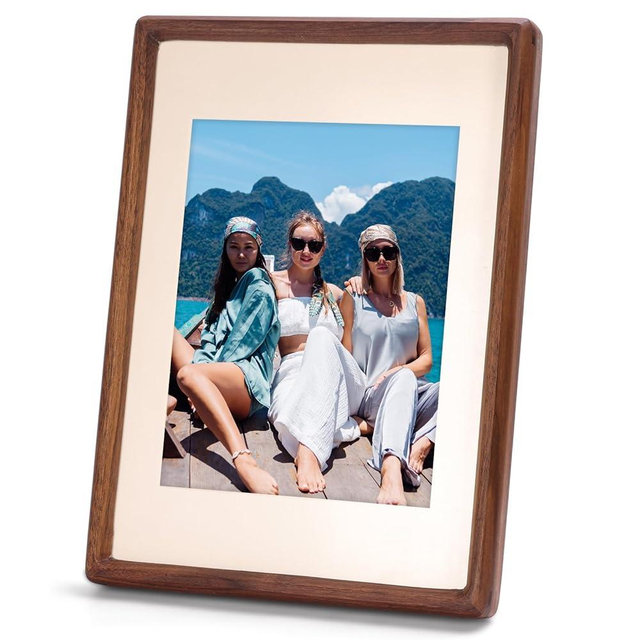 3Liangthings Solid Walnut Picture Frame 6x8 8x10, Large Solid Wood Tabletop Photo Frame with Decorative Joinery Corners (Walnut, For A4 / 8x10 / 6x8 Photo)