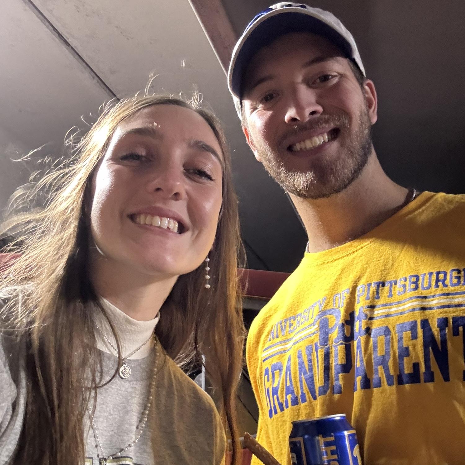 at a tailgate before a PITT football game with Mary's brother, Luke, and friends :)