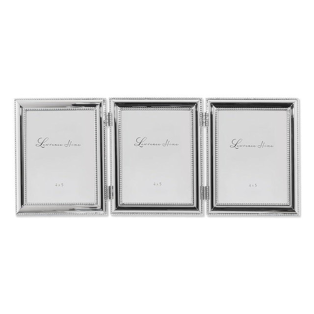 Lawrence Frames 510745T Silver Plated Double Bead Hinged Triple Picture Frame, 4 by 5-Inch
