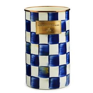 MACKENZIE-CHILDS Enamel Utensil Holder, Kitchen Utensil Holder for Countertop, Storage Caddy, Blue-and-White Royal Check