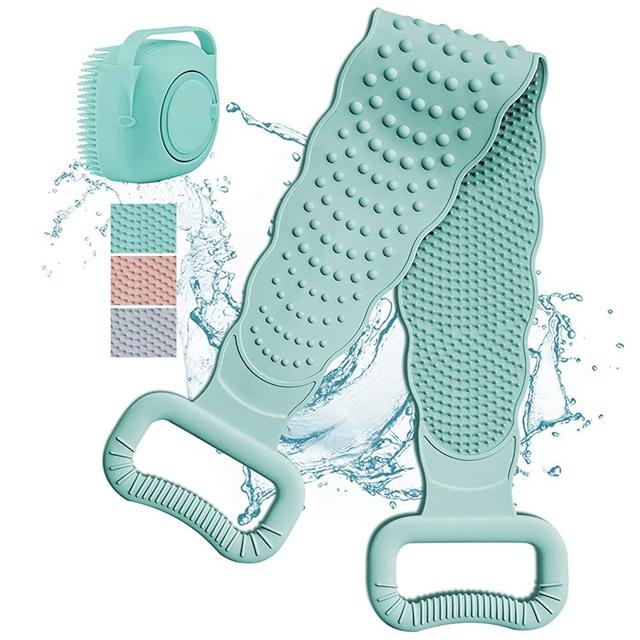 Back Scrubber For Shower,Silicone Body Scrubber Silicone Back Scrubber has Different Washing Structure Surfaces,Soft Silicone Bath Body Brush Can Help Exfoliate,Available For Men and Women (Green)
