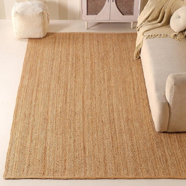 VEVARA HOMES Hand Braided 8'x10' Jute Area Rug - Premium Eco Friendly Natural Fiber Farmhouse Style Rugs for Living Room, Bedroom, Dinning Room, Hallway, Office