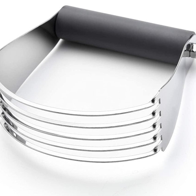 Spring Chef Dough Blender, Top Professional Pastry Cutter with Heavy Duty Stainless Steel Blades, Large Size, Gray