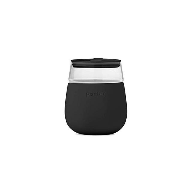 W&P Porter Wine Cocktail Glass w/ Protective Silicone Sleeve | Charcoal 15 Ounces | On-the-Go | Reusable | Portable | Dishwasher Safe