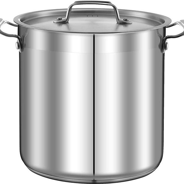 Stainless Steel Cookware Stock Pot - 24 Quart, Heavy Duty Induction Pot, Soup Pot With Stainless Steel, Lid, Induction, Ceramic, Glass and Halogen Cooktops Compatible - NCSPT24Q