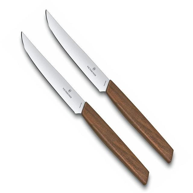 Victorinox Swiss Modern 2-Piece Steak Knife Set, 5", Walnut Wood
