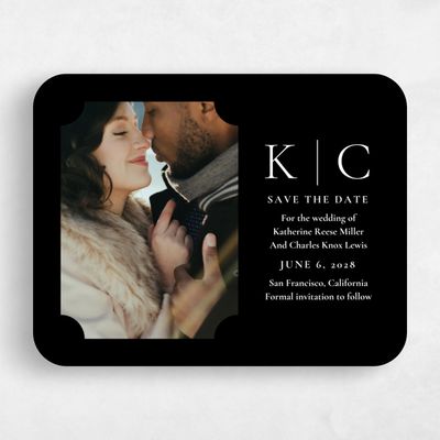 Black Rounded Wedding Save the Date - Blake Frame