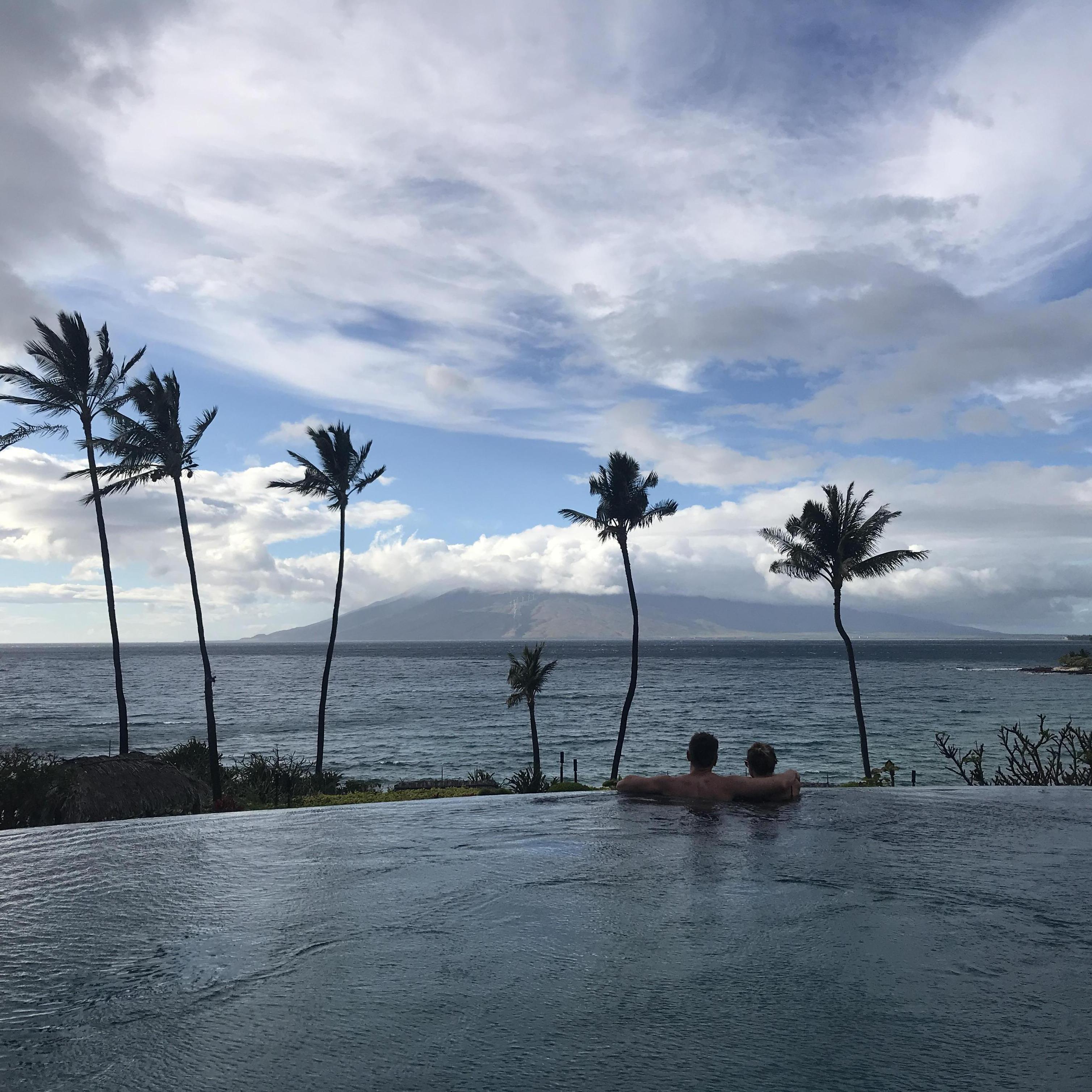 Poolside whale watching
