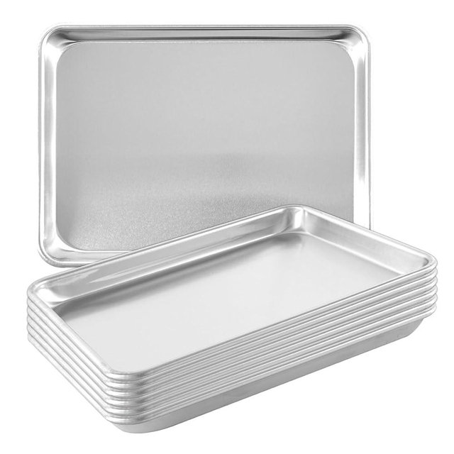 TENUP 6 Pack Aluminum Quarter Sheet Pan, 13" x 9" Heavy Duty Commercial Baking Tray Reinforced Rim, Warp-Resistant Rust-Free