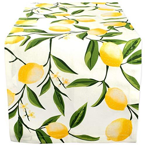 DII Cotton Table Runner for Dinner Parties Spring Wedding & Everyday Use, 14x72", Lemon Bliss