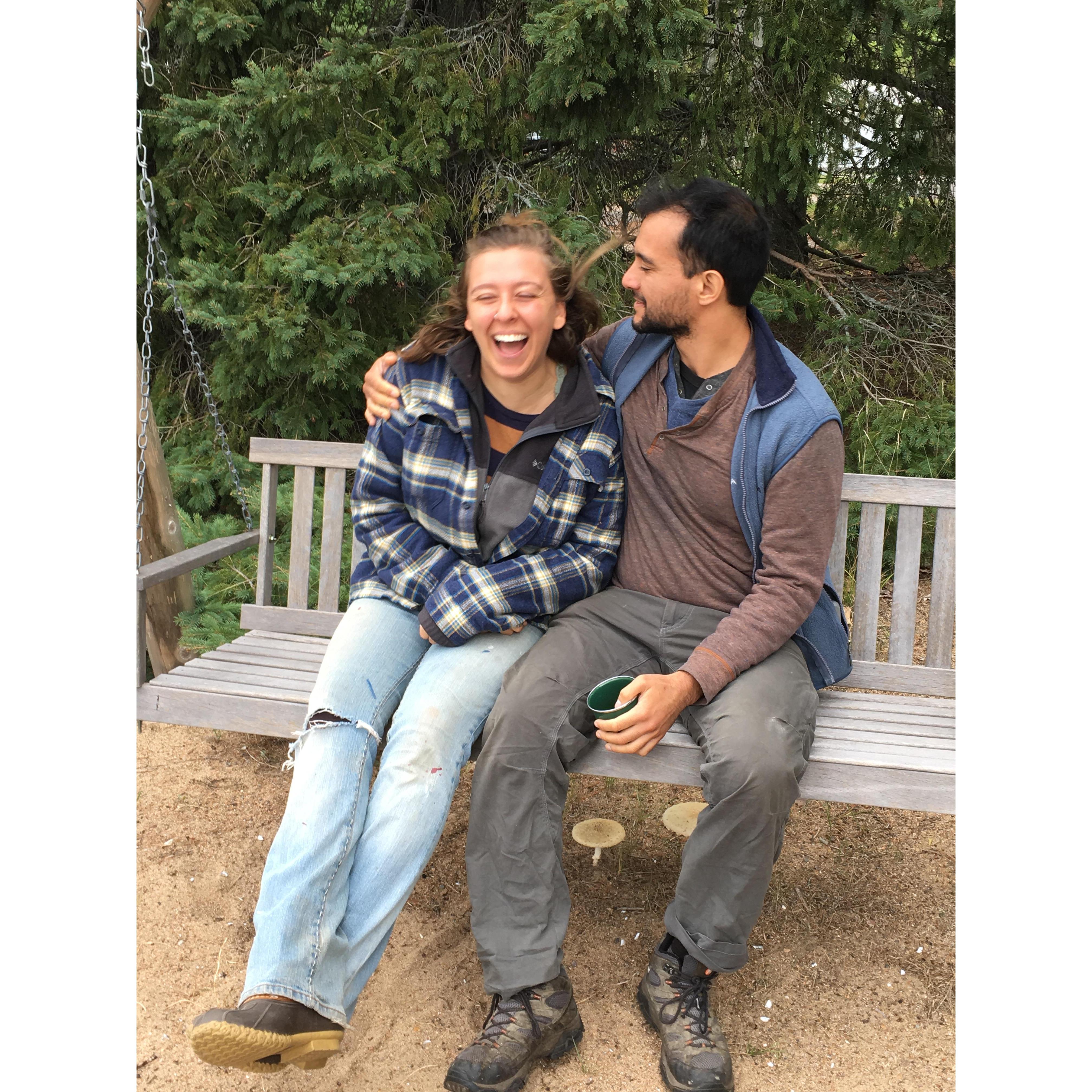 September 2019: Visiting Cassie's favorite place in the world- the blue cabin in Crandon, WI. This was the swing where Cassie's Gammy and Poppy would have their cocktail hour.