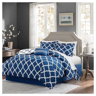Navy Becker Complete Multiple Piece Comforter and Sheet Set (King)- 9 Piece