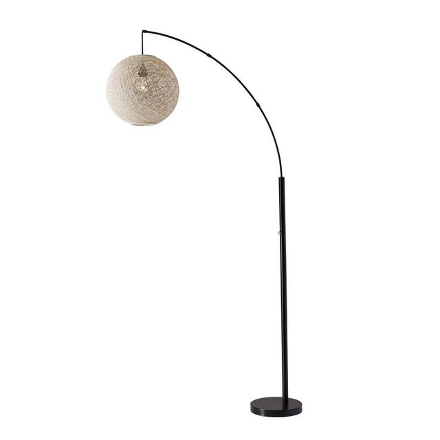 Adesso Havana Arc Lamp Natural/Bronze: Cream Rattan, Antique Finish, 3-Way Switch