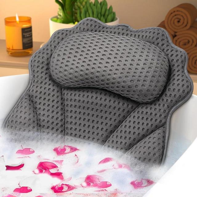 Bath Pillow RUVINCE Ergonomic Luxury Bathtub Pillow with Head,Neck, Shoulder and Back Support, 4D Bath Pillows for tub with 6 Powerful Suction Cups, Fits All Bathtub