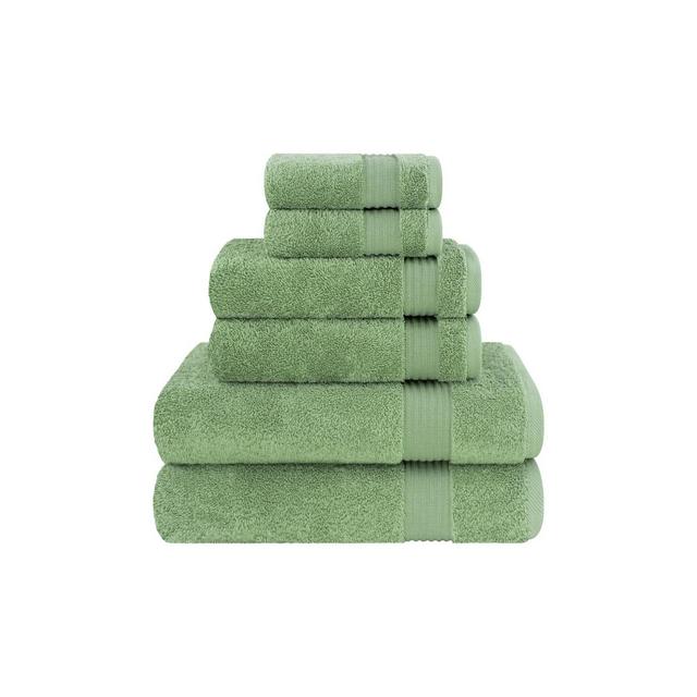 American Soft Linen Bekos 6 Piece Towel Set, 100% Cotton Bath Towel Set for Bathroom, Sage Green