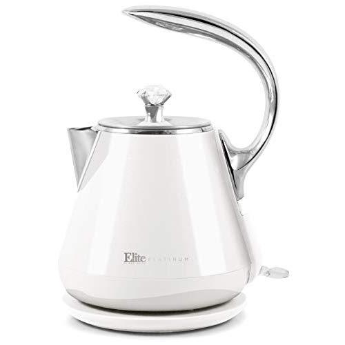 Maxi-Matic EKT-1203W Double Wall Insulated Cool Touch Electric Water Tea Kettle with BPA Free Stainless Steel Interior and Auto Shut-Off, 1.2L, White Ivory