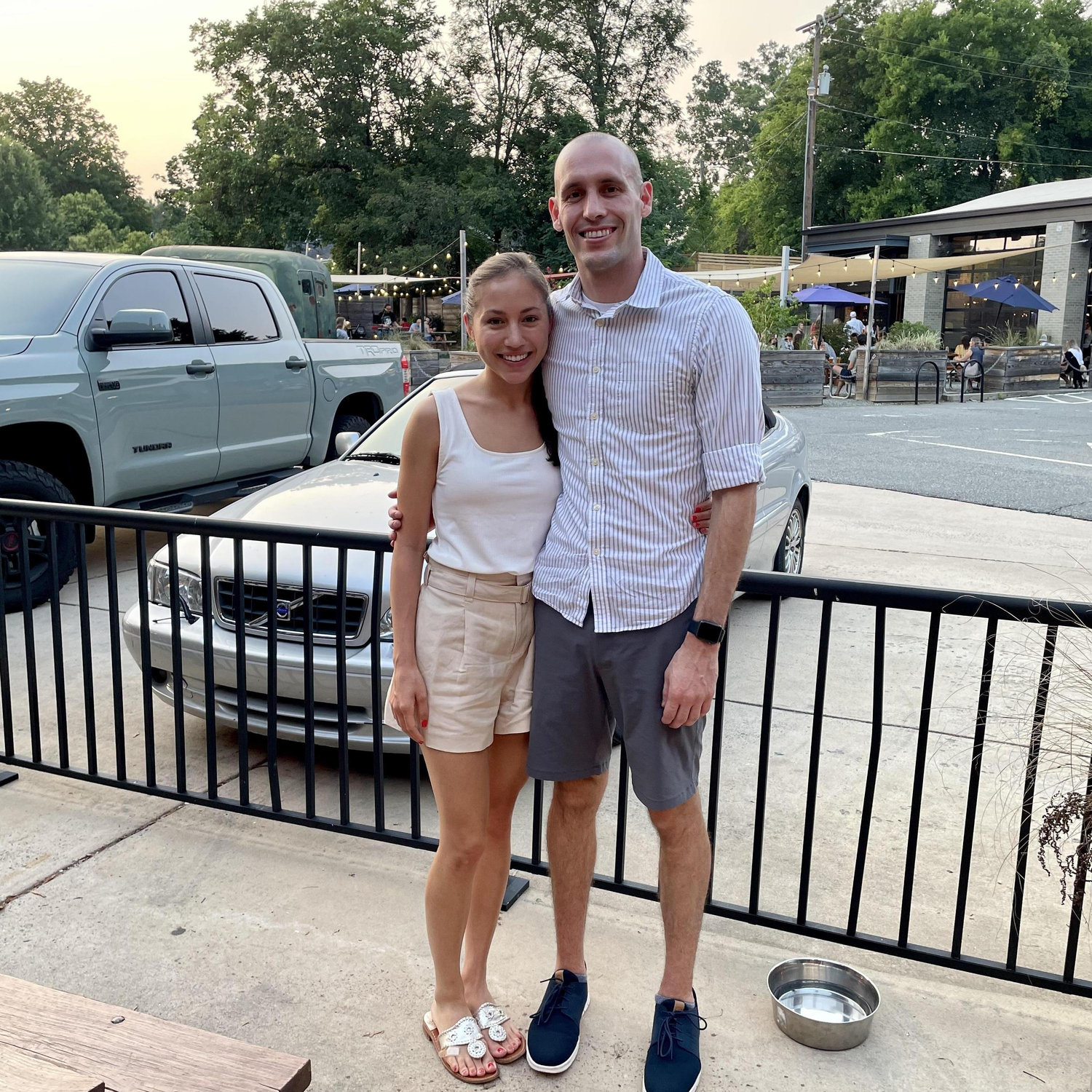 Revisiting their first date spot, Rhino Market, on their one year of dating - Kalie even wore the same outfit