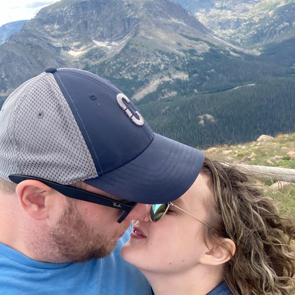 On top of Trail Ridge Road, CO. You can't tell, but we were FREEZING.