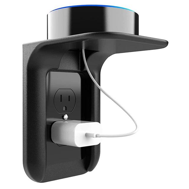 WALI Outlet Shelf Wall Holder, Standard Vertical Duplex Decorative Outlet Space Saving for Smart Home Speakers Anything up to 10lbs, Easy Install with in a Minute (OLS001-B), 1 Pack, Black
