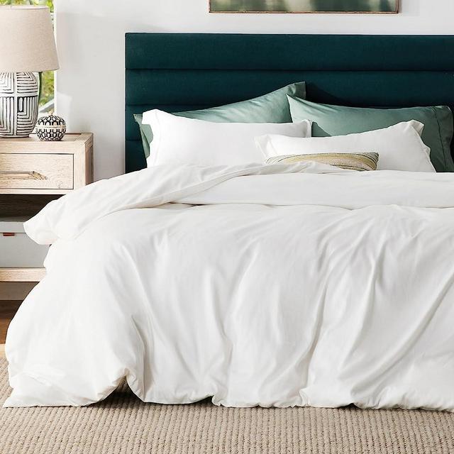 Bedsure Cooling Duvet Cover King - Silky and Breathable Eucalyptus Lyocell Cotton Hybrid Comforter Cover Set for Hot Sleeper - Hypoallergenic and Moisture Wicking Cooling Bedding Set, Ivory White