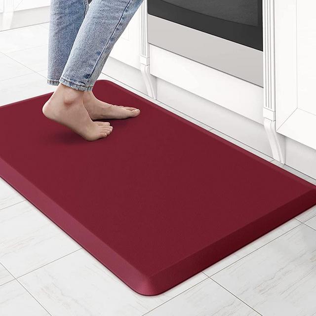 KitchenClouds Kitchen Mat Cushioned Anti Fatigue Kitchen Rug 17.3"x28" Waterproof Non Slip Kitchen Rugs and Mats Standing Desk Mat Comfort Floor Mats for Kitchen House Sink Office (Red)