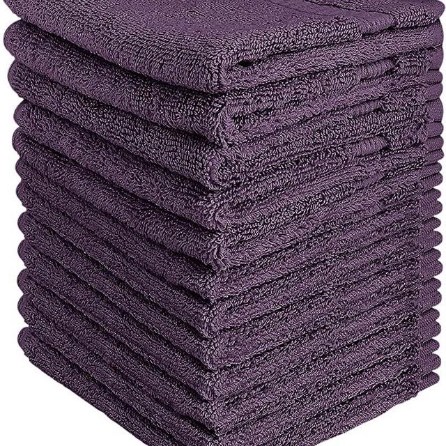 Utopia Towels - Premium Washcloths Set (12 x 12 Inches, Plum) - 600 GSM 100% Cotton Flannel Face Cloths, Highly Absorbent and Soft Feel Fingertip Towels (12-Pack)