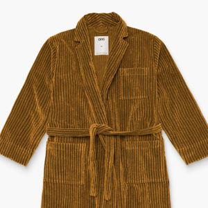 Santiago Striped Velour Long Robe, S/M
