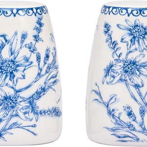 Bico Blue Garden Toile De Jouy Ceramic Salt & Pepper Shaker Set, for Kitchen or Decor, Dishwasher Safe