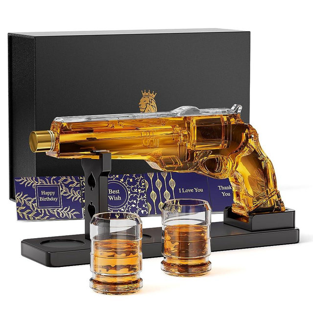 Whiskey Decanter Sets for Men-7.8Oz, Kollea Liquor Decanter Set with Glasses, Unique Anniversary Wedding Gifts for Him Husband, Birthday Gifts Idea for Men Dad, Liquor Dispenser for Bar Drinking Party