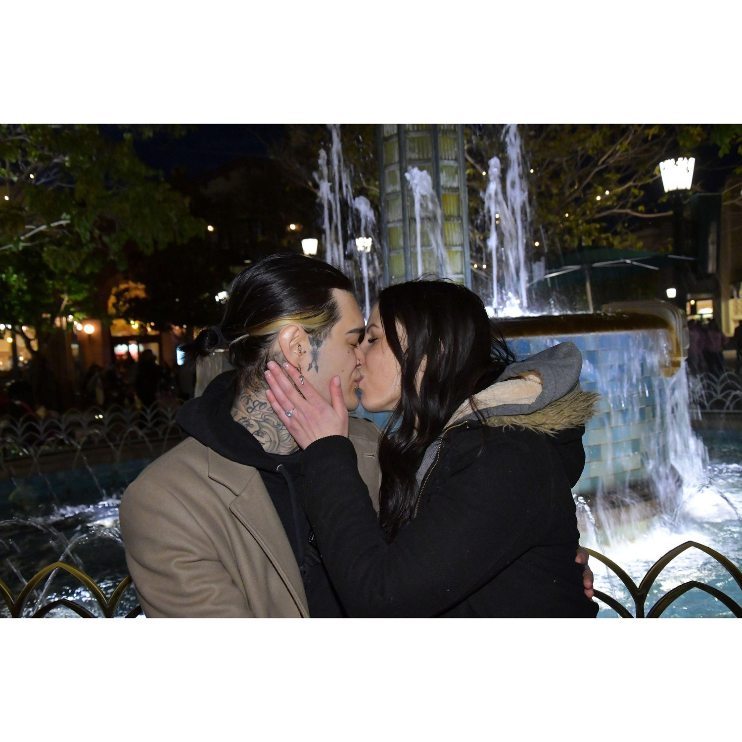 At Disneyland right after Aaron proposed on the storybook canal boats ride