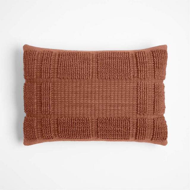 Lancaster 22"x15" Textured Spiced Orange Plaid Lumbar Pillow Cover