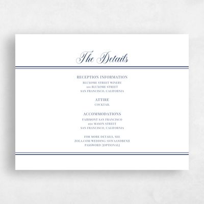 Navy, Blue Wedding Enclosure - Stauffer Letterpress