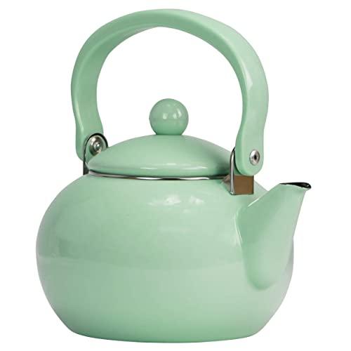 Reston Lloyd Enamel Teakettle Non-Whistling, 2 Quart, Seafoam