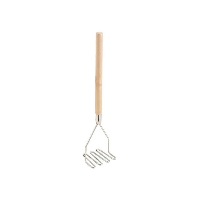 Winco Potato Masher with Wooden Handle, Square, 4.5"