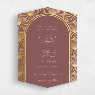 Brown Diamond Wedding Invitation - Hayden Portrait Foil