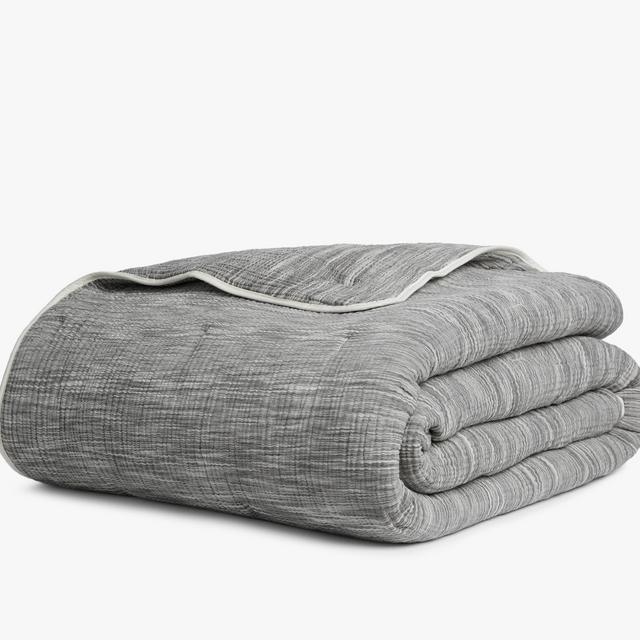 Marble Cloud Cotton Quilt (King, Grey)