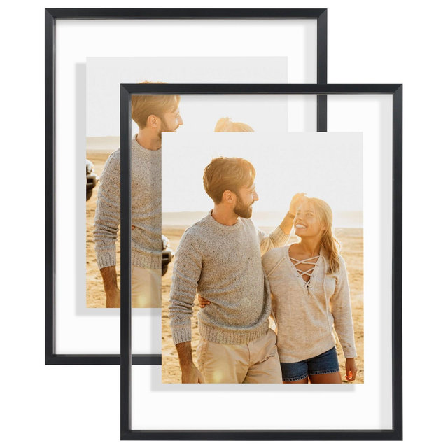Americanflat Floating Aluminum & Plexiglass Frame - 11x14 - Black - 2 Pack