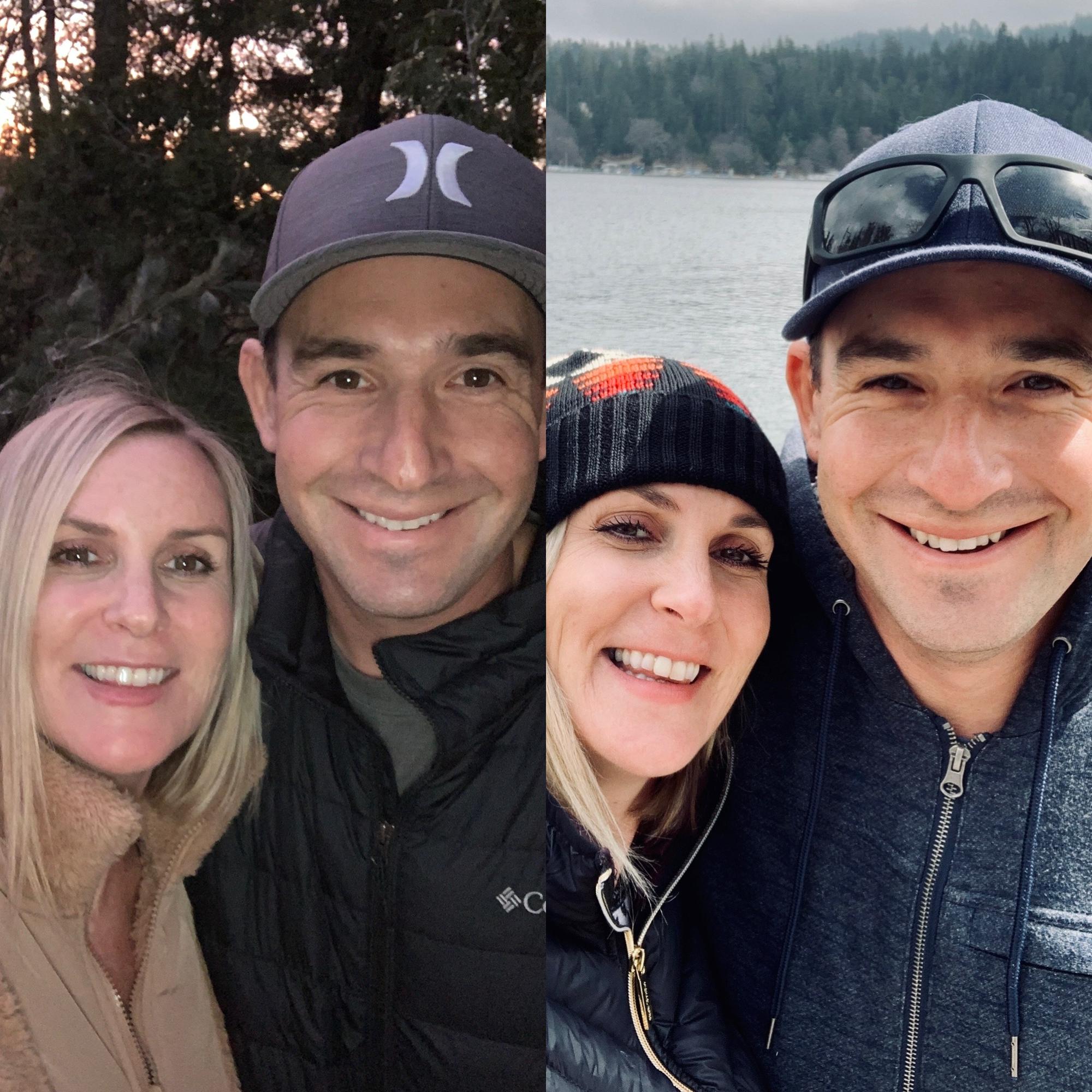 Building memories in the mountains. The picture on the right is our first picture together.