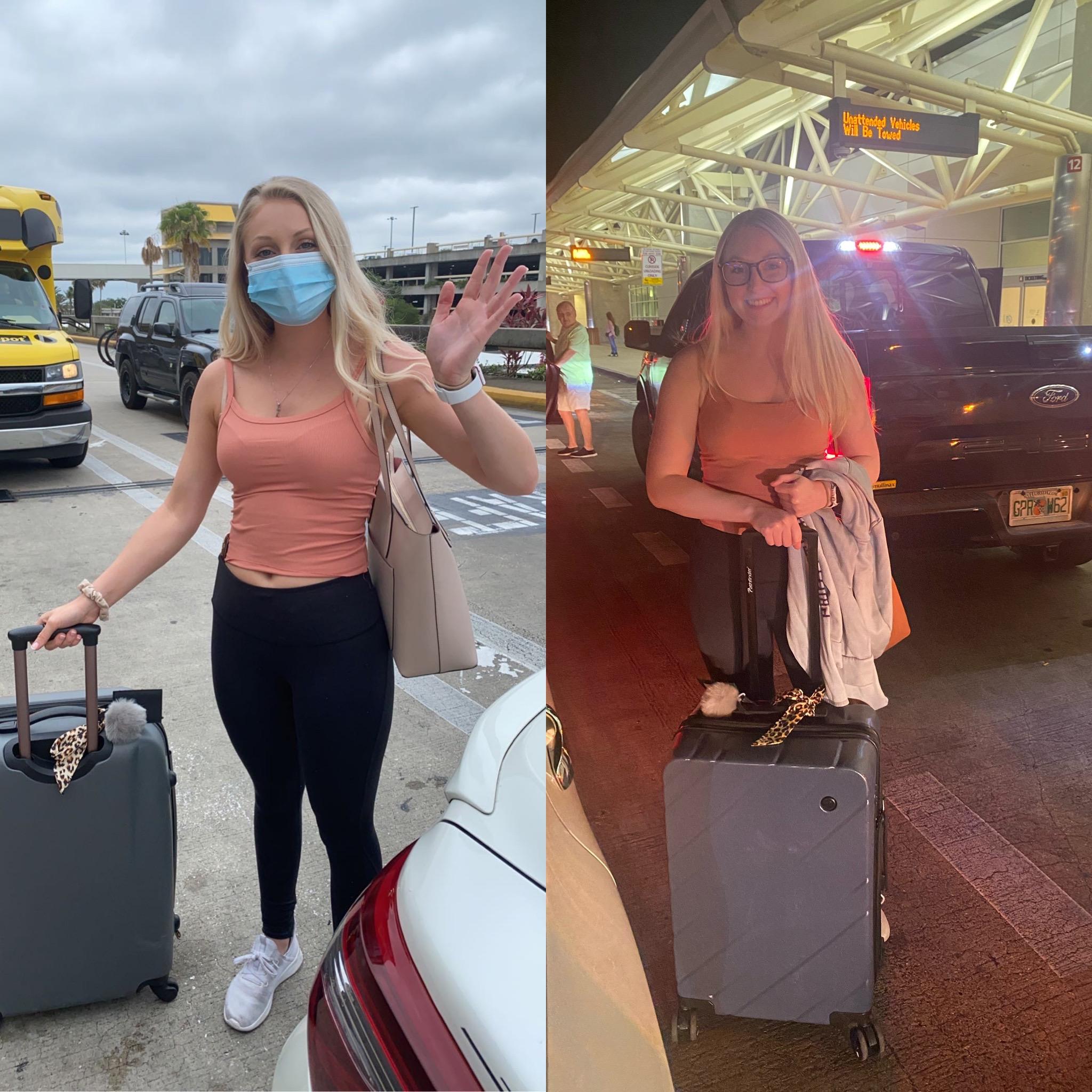 May 2021 to March 2023 -- Lexie was an incredible friend and drove Emma to and from the airport for nearly two years. These are the first and last airport pictures of Emma flying to Maryland.