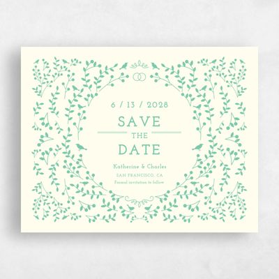 Green Wedding Save the Date - Ivy Wreath