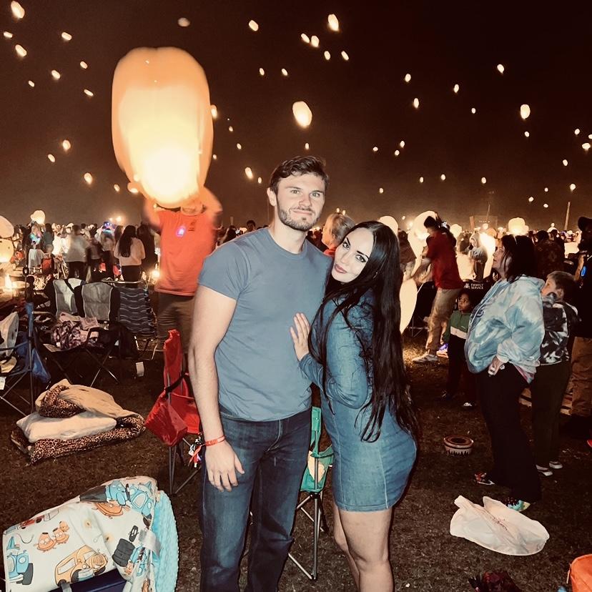 Izabella and Konnor at the lantern festival in the Pocono Mountains