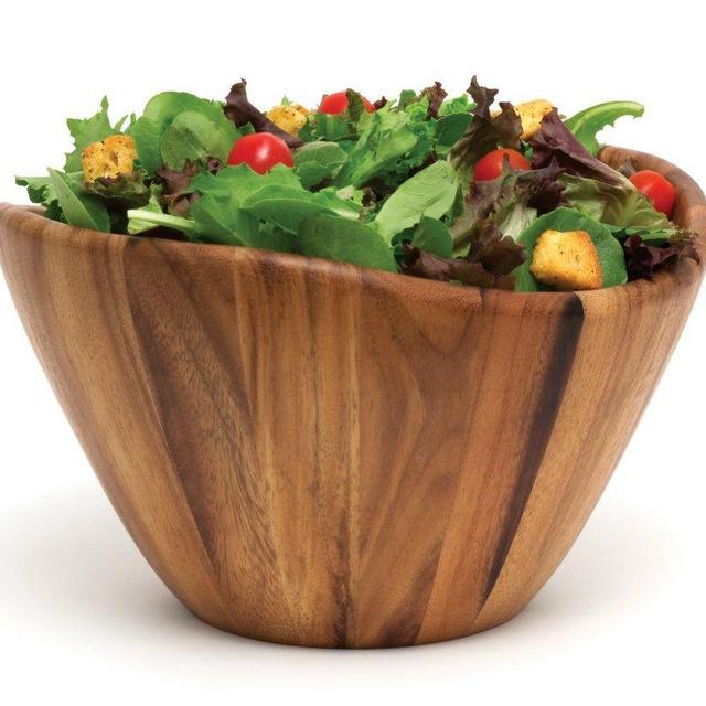 Lipper International 1174 Acacia Wave Serving Bowl for Fruits or Salads, Large, 12&quot; Diameter x 7&quot; Height, Single Bowl